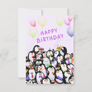 Verjaardagskaart Pinguïns Verjaardagsfeestje Kaart