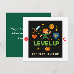 Verjaardagskaart – Pixel Gamer Plat Kaart