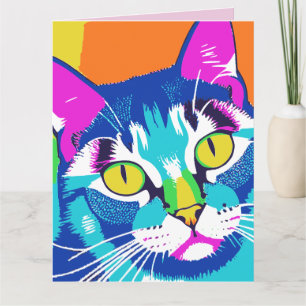 VERJAARDAGSKAART POP ART KAT VRIEND KAART