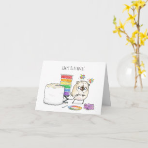 Verjaardagskaart regenboogtaart pugg kaart