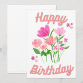Verjaardagskaart roze bloemen kaart (Voorkant / Achterkant)