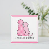 Verjaardagskaart Roze Honden (Staand voorkant)