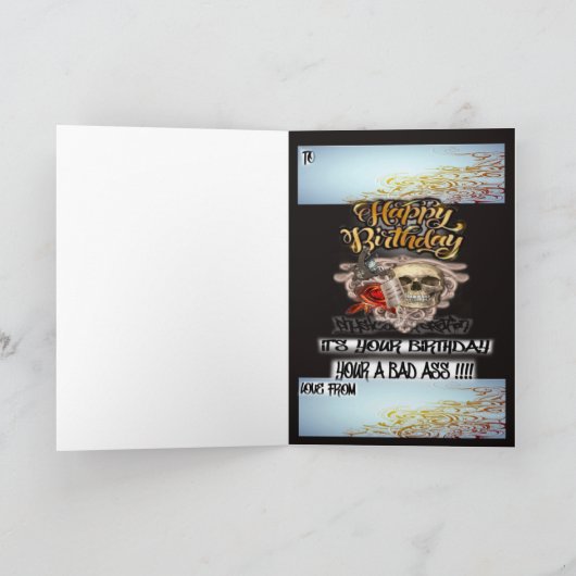 Verjaardagskaart schedel tattoo machine kaart (Binnen)