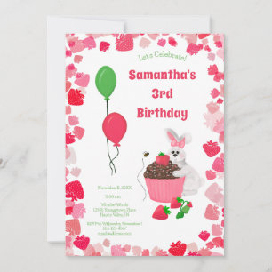 Verjaardagskaart Sweet Bunny & Strawberry Cupcake Kaart