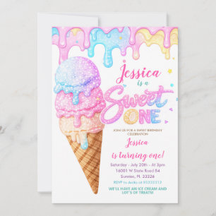 Verjaardagskaart Sweet One Ijs Pastel Glitter Kaart