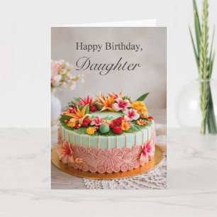 Verjaardagskaart tropische cake dochter kaart