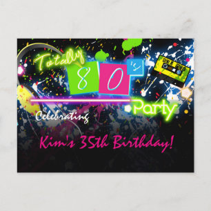 Verjaardagskaart uitnodiging 80's Club feest Briefkaart