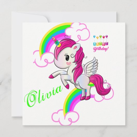 Verjaardagskaart uitnodiging Pony (Voorkant)