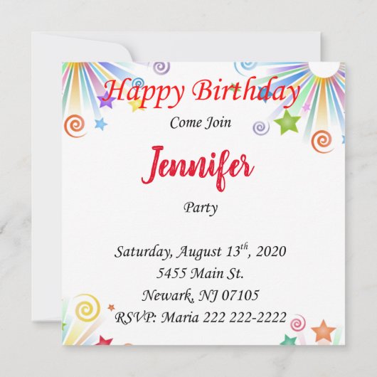 Verjaardagskaart uitnodiging Witte Teddibeer (Achterkant)