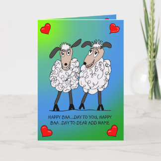 Verjaardagskaart van een grappig schapenpaar kaart
