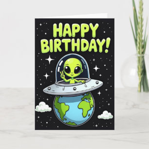 Verjaardagskaart van een vreugdevolle Alien Kaart