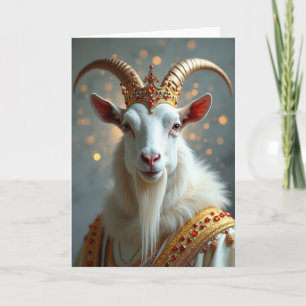 Verjaardagskaart van Geit met Koninklijke Kroon Kaart