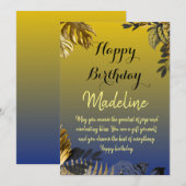 verjaardagskaart violet geel kaart (Voorkant / Achterkant)