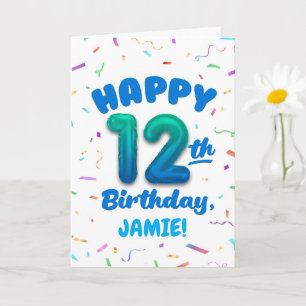 Verjaardagskaart voor 12 jaar met eigen naam kaart
