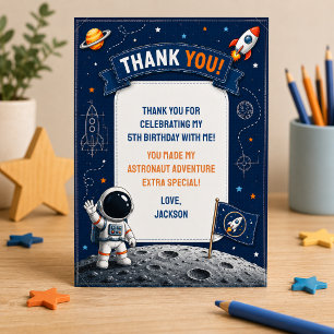 Verjaardagskaart voor astronaut-ruimtekinderen met kaart