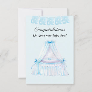 Verjaardagskaart voor baby jongen met vintage blau