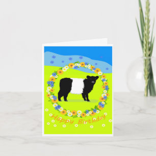 Verjaardagskaart voor Belted Galloway-kalf Bedankkaart