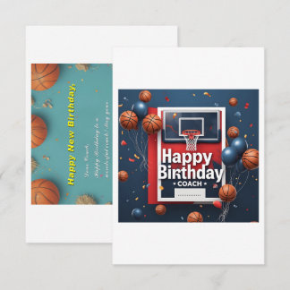 Verjaardagskaart voor coach (Basketbal Achtergrond