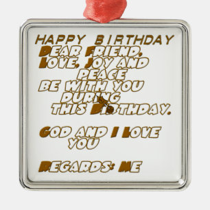 Verjaardagskaart voor een christelijke vriend metalen ornament