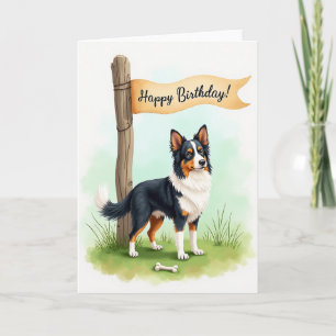 Verjaardagskaart voor een hond met gras kaart