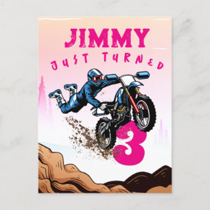 Verjaardagskaart voor een motorcross kind met stun feestdagenkaart