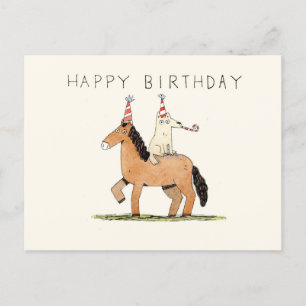 verjaardagskaart voor een schattig paard en een ho briefkaart