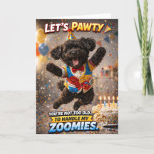 Verjaardagskaart voor een schattige hond, grappige