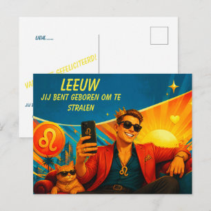 Verjaardagskaart voor een speelse Leeuw voor [hem] Briefkaart