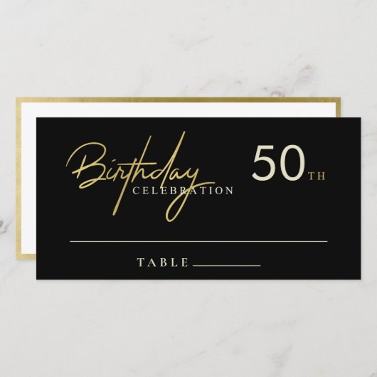 Verjaardagskaart voor elke leeftijd in zwart en go bedankkaart (Voorkant / Achterkant)