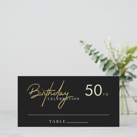 Verjaardagskaart voor elke leeftijd in zwart en go bedankkaart (Staand voorkant)