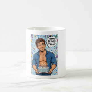 verjaardagskaart voor gespierde man koffiemok
