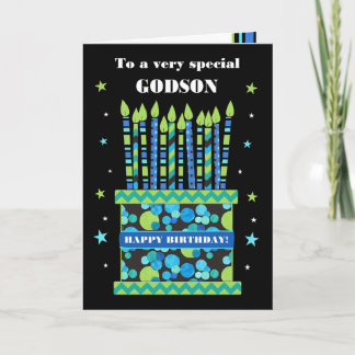 Verjaardagskaart voor Godson met kaarsjes op de ta Kaart