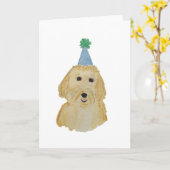 Verjaardagskaart voor Goldendoodle Kaart (Gele Bloem)