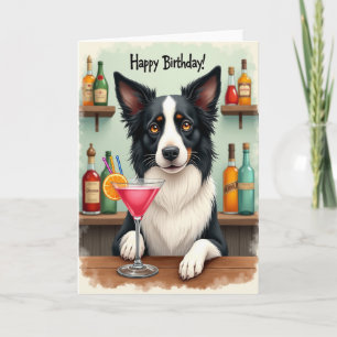 Verjaardagskaart voor honden met cocktail kaart