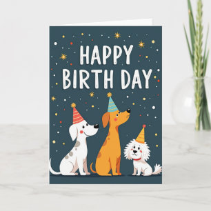 Verjaardagskaart voor honden met vrolijke noot kaart