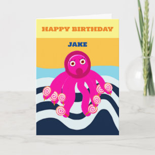 Verjaardagskaart voor kinderen octopus kaart