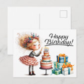 Verjaardagskaart voor meisjes briefkaart (Voorkant / Achterkant)