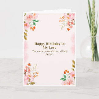Verjaardagskaart voor mijn liefde bloemkaart kaart