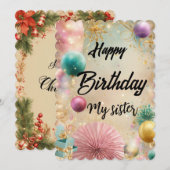 Verjaardagskaart voor mijn zus kaart (Voorkant / Achterkant)