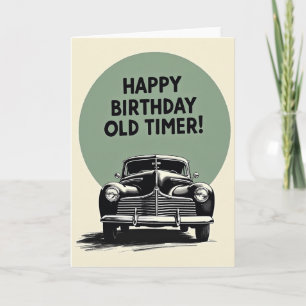 Verjaardagskaart voor oldtimer-autoliefhebbers kaart