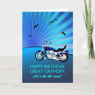Verjaardagskaart voor Opa met Motorfiets en Zonson Kaart