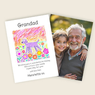 Verjaardagskaart voor opa met vrolijke kinderteken