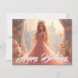 Verjaardagskaart voor prinsessen in roze