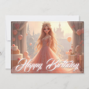 Verjaardagskaart voor prinsessen in roze