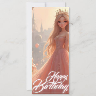 Verjaardagskaart voor prinsessen in roze