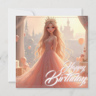 Verjaardagskaart voor prinsessen in roze