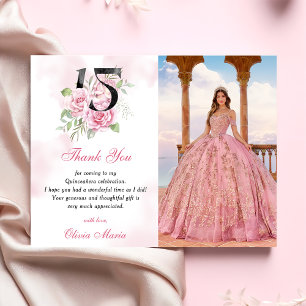 Verjaardagskaart voor Quinceanera met bloemen voor Kaart