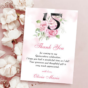 Verjaardagskaart voor Quinceanera met bloemen voor Kaart