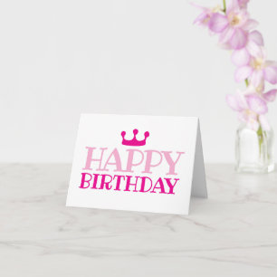Verjaardagskaart voor Roze Prinses Meisje Vouwkaar Kaart