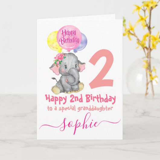 verjaardagskaart voor schattige olifant kaart (Gele Bloem)